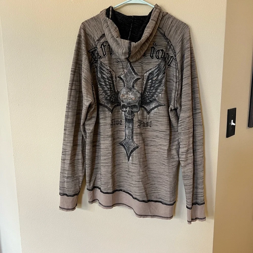 Affliction Reversible Pullover with Hood Size XXL - Picture 7 of 12
